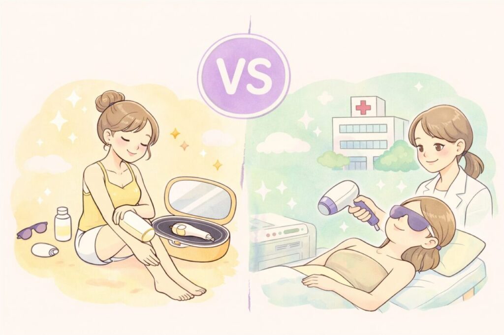 ケノンと医療脱毛の比較イラスト