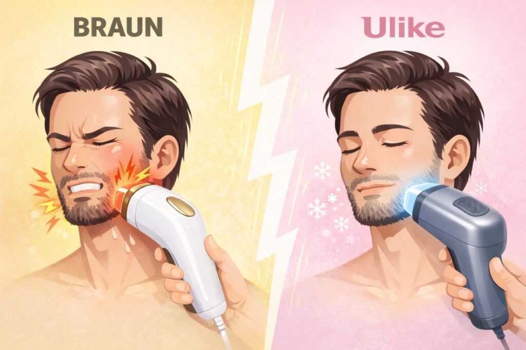 ブラウンとUlikeのヒゲ脱毛の痛みの違いを比較