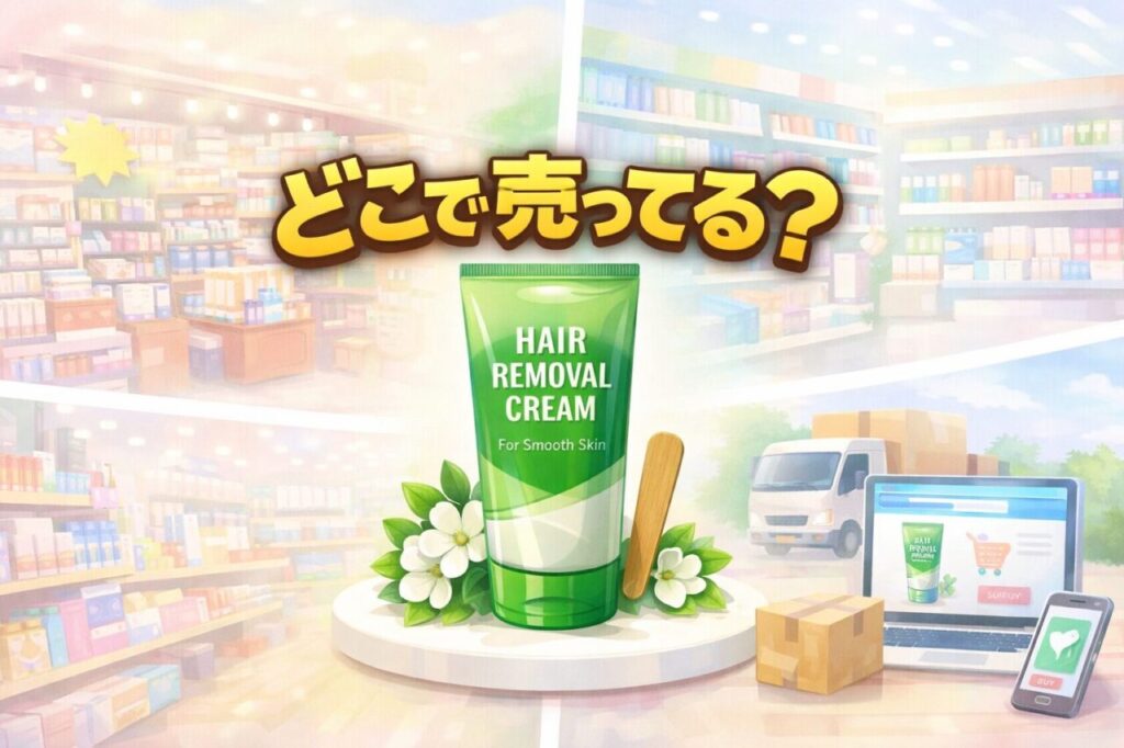 脱毛クリームはどこで売っているのか、ドラックストアなのか、通販なのか比較イメージ