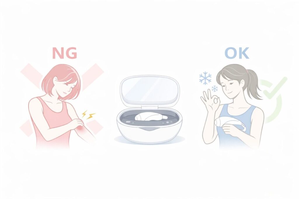 ケノン使い方NG例とOK例の対比イメージ