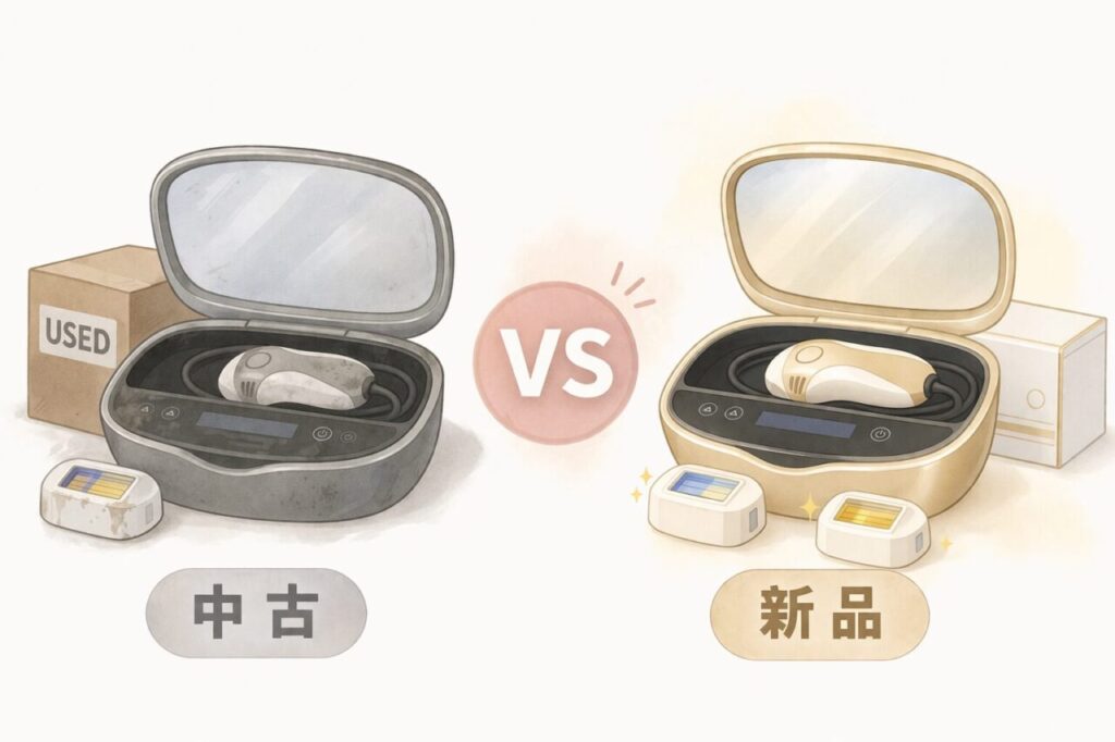 ケノン 中古と新品の違いを比較したイメージイラスト