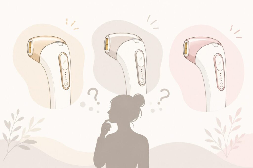ブラウンPro5の3つの用途別型番に悩む女性のイメージ