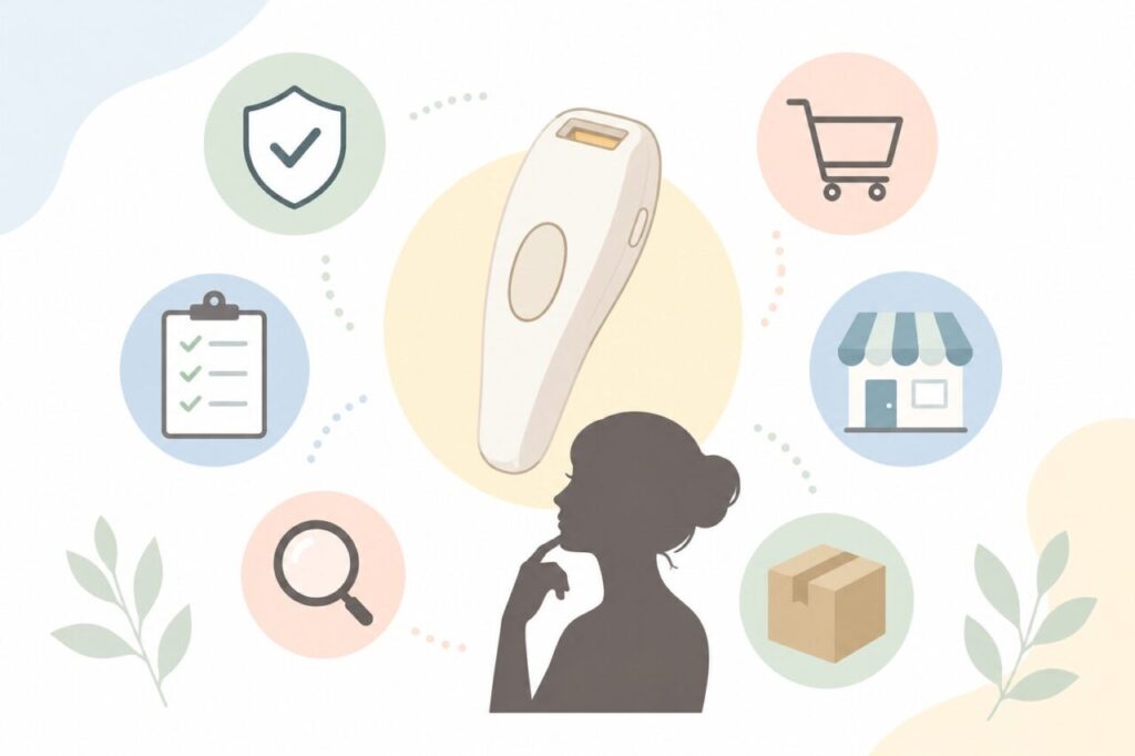 スムーズスキンpurefitに偽物はあるのか、見分け方や正規の販売店はどこなのか、考えている女性イメージ