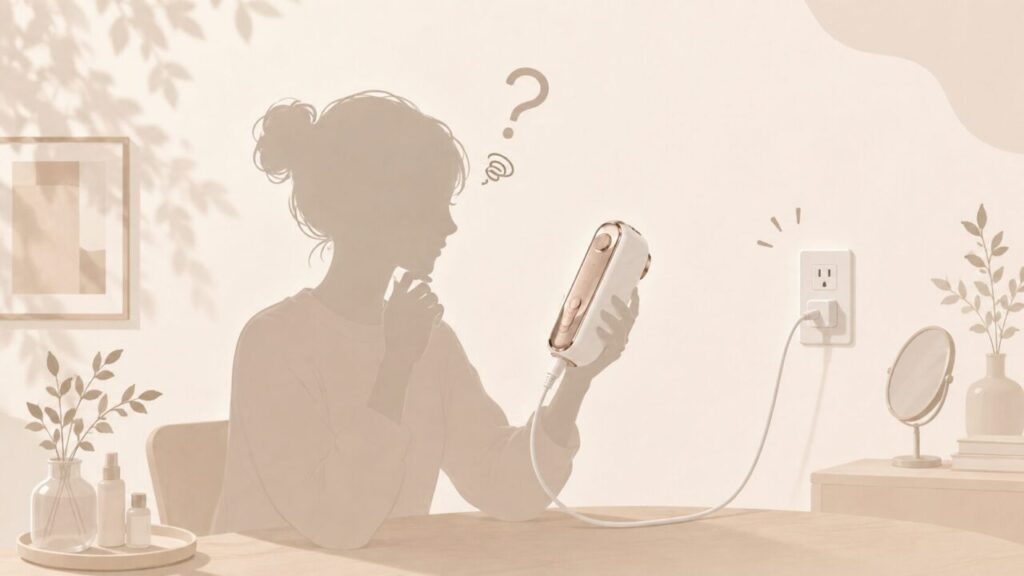 BiiTo2の電源が入らなくて困っている女性イメージ