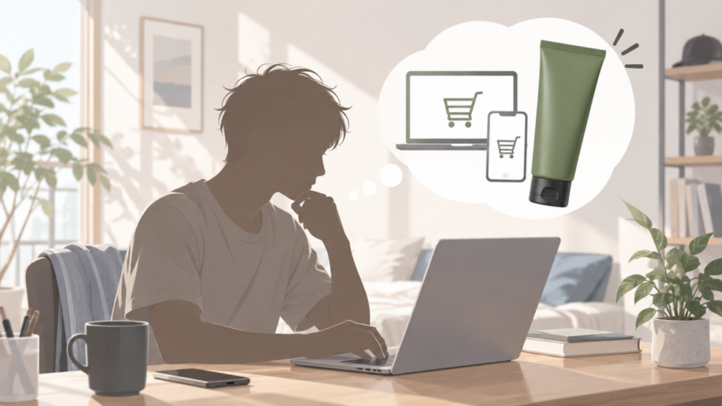 チャップアップを探して検索している男性のイメージ